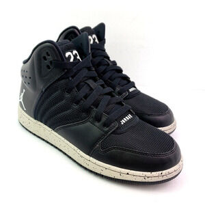 Nike Jordan 1 Flight 4 Prem BG Boys Sz 7Y Womens Sz 8.5 Black Pure Platinum Shoe